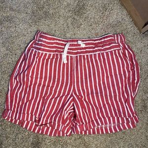 faded glory girls, red and white striped shorts, size large